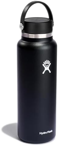 Hydro Flask Water Bottle - Insulated Stainless Steel - Wide Mouth Flex Lid, Non Spill, Leakproof and Refillable in 40 Oz