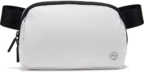 Pander Two Way Zipper Fanny Pack Nylon Everywhere Belt Bag for Women, Water Repellent Waist Packs, Crossbody Bags with Adjustable Strap (White).