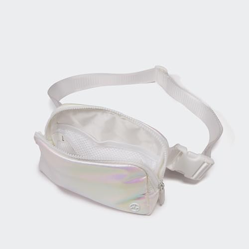 Pander Two Way Zipper Fanny Pack Nylon Everywhere Belt Bag for Women, Water Repellent Waist Packs, Crossbody Bags with Adjustable Strap(Iridescent).