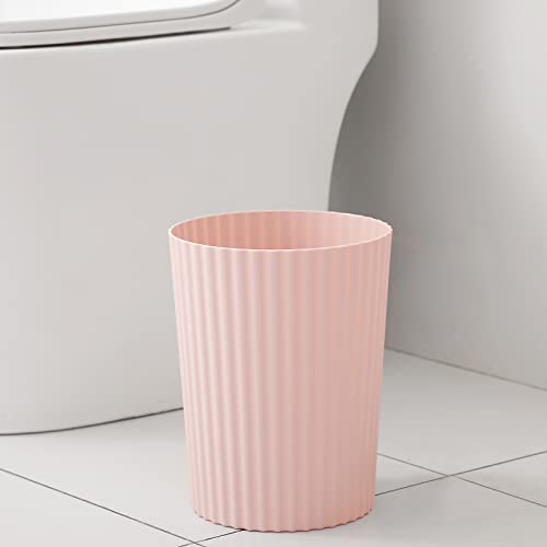 JiatuA Small Trash Can Plastic Wastebasket Round Garbage Container Bin for Bathroom, Kitchen, Bedroom, Home Office, College Dorm, Pink