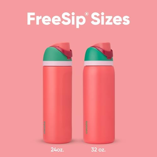 Owala FreeSip Insulated Stainless Steel Water Bottle with Straw for Sports, Travel, and School BPA-Free Sports Water Bottle, 32 oz, Strawberry Field