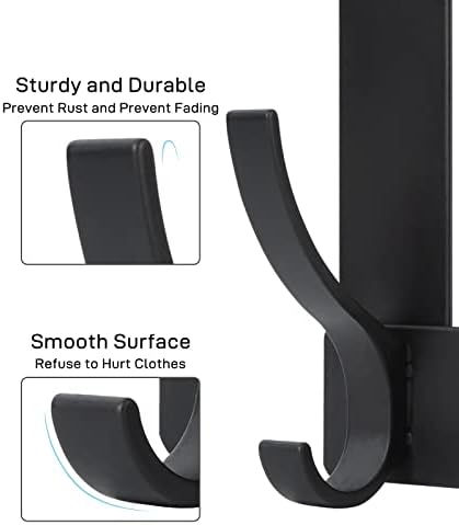 Over The Door Hooks, Door Hanger Hooks for Hanging, Over The Doors Towel Racks for Bathroom with 12 Coat Hook, Coat Rack Bathroom Accessories(2 Pack, Black)