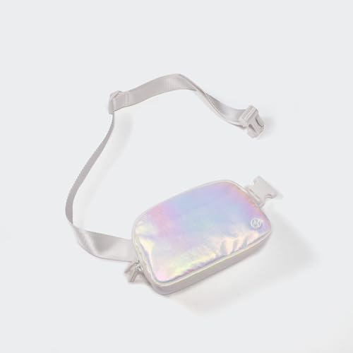 Pander Two Way Zipper Fanny Pack Nylon Everywhere Belt Bag for Women, Water Repellent Waist Packs, Crossbody Bags with Adjustable Strap(Iridescent).