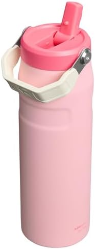 Stanley IceFlow Flip Straw 2.0 Water Bottle 24 oz | Built-In Straw for Travel and Sports | Lightweight and Leak Resistant | Insulated Stainless Steel | BPA-Free | Strawberry Cream