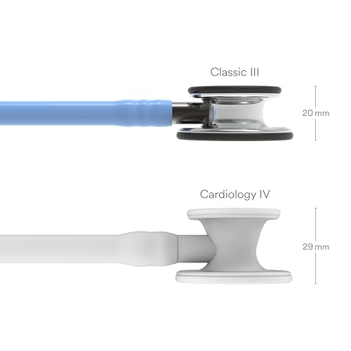 3M Littmann Classic III Monitoring Stethoscope, 5959, More Than 2X as Loud, Weighs Less, Stainless Steel Mirror-Finish Chestpiece, 27" Ceil Blue Tube, Smoke Stem, and Headset