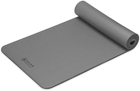 Gaiam Essentials Thick Yoga Mat Fitness & Exercise Mat with Easy-Cinch Carrier Strap,72"L X 24"W X 2/5 Thick, 10mm