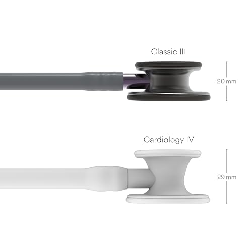 3M Littmann Classic III Monitoring Stethoscope, 5873, More Than 2X as Loud, Weighs Less, Stainless Steel Smoke-Finish Chestpiece, Grey Tube, 27" Violet Gray Stem, and Smoke Headset