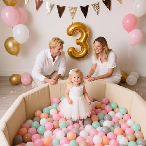 GOGOSO 100 Pit Balls Plastic Balls for Baby Toddlers GirlsToddlers for Playhouse, Baby Pool, Play Ball Fun Centers, for Babies, Kids, Toddlers 1-3, Phthalate Free BPA Free