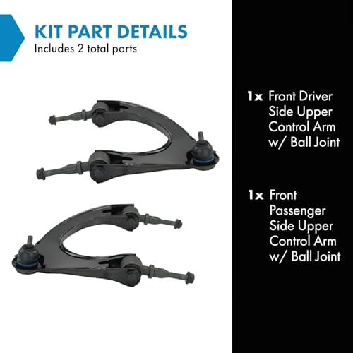 TRQ Front Upper Control Arm with Ball Joint Set Compatible with 1995-2000 Chrysler Sebring Dodge Avenger 1995-1998 Eagle Talon 1995-1999 Mitsubishi Eclipse 1994-1998 Galant