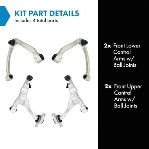 TRQ Front Upper & Lower Control Arm with Ball Joint Set Compatible with 2006-2010 INFINITI M35 M45