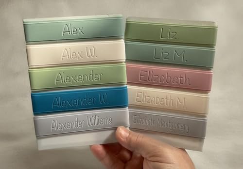 3 Piece Personalized Baby Bottle Labels for Daycare School Summer Camp Customized Children's Water Bottle Name Bands Custom Engraved Reusable Silicone Cup Bands Labels