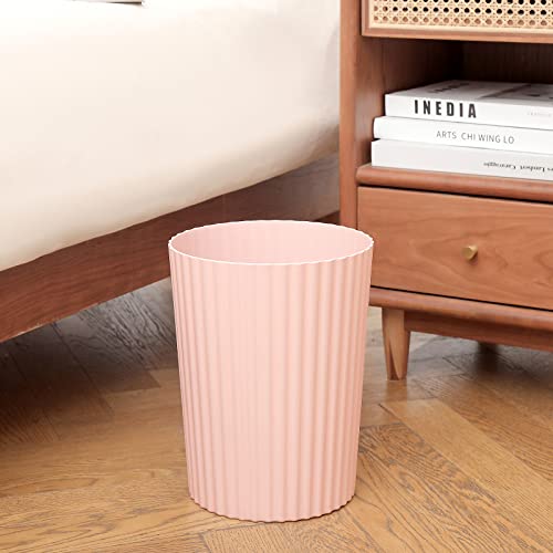 JiatuA Small Trash Can Plastic Wastebasket Round Garbage Container Bin for Bathroom, Kitchen, Bedroom, Home Office, College Dorm, Pink