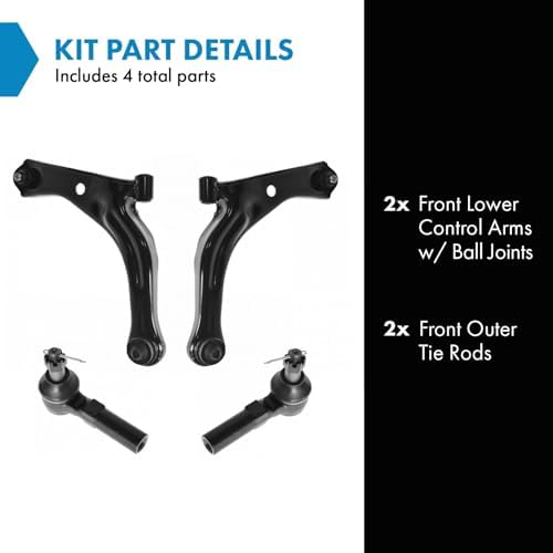 TRQ Front Steering & Suspension Kit Control Arm with Ball Joint Tie Rod Compatible with 2001-2004 Ford Escape Mazda Tribute