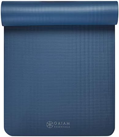 Gaiam Essentials Thick Yoga Mat Fitness & Exercise Mat with Easy-Cinch Carrier Strap,72"L X 24"W X 2/5 Thick, 10mm
