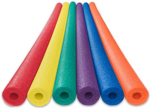 Oodles of Noodles 6 Pack Black Foam Pool Noodles – 48” x 2.5” Hollow Core – Extra Dense, Durable – Made in North America