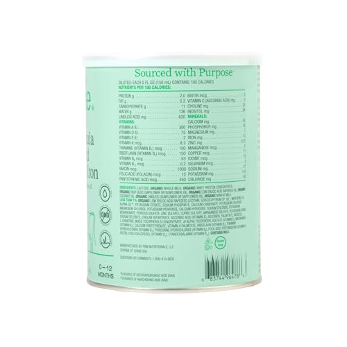 Bobbie Whole Milk, Grass Fed Infant Formula with Iron, Plant Based DHA and ARA, Vitamin D and Protein Blend Modeled After Breast Milk, For Newborn Baby to 12 Month Old, 14.1 oz
