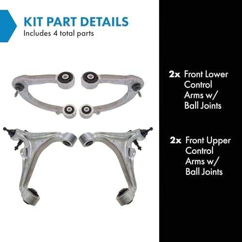 TRQ Front Upper & Lower Control Arm with Ball Joint Set Compatible with 2008-2014 Cadillac CTS 2004-2009 SRX 2005-2011 STS