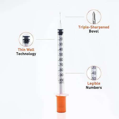 U-100 1cc Syringes with 31g 5/16" (8mm) , Individually Wrapped, Pack of 100