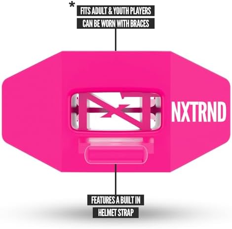 Nxtrnd Two Football Mouth Guard, Football Mouthpiece with Strap, Fits Adult & Youth (Pink)