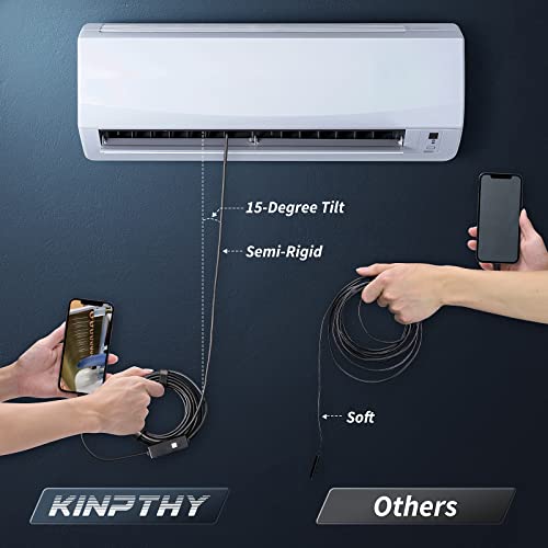 Endoscope Camera with Light,1920P HD Borescope Tools with 8 Adjustable LED Lights, Endoscope with Semi-Rigid Snake Camera, Inspection Borescope for iOS and Android-16.4ft Single Lens