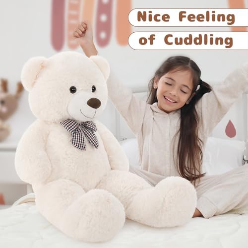 MaoGoLan Giant Teddy Bear Plush Toy - Ultra Soft & Cute Large Stuffed Animal 39 inches, Perfect for Baby Showers, Birthdays, Valentine’s Day Gifts (Kids, Couples, Family),Beige
