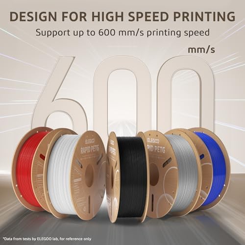 ELEGOO Rapid PETG Filament 1.75mm Yellow 1KG, High Speed 30-600mm/s 3D Printer Filament Dimensional Accuracy +/- 0.02 mm, 1kg Cardboard Spool(2.2lbs) Fits for Most FDM 3D Printers