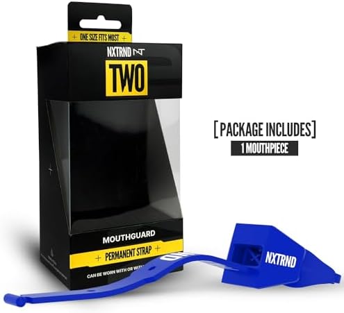 Nxtrnd Two Football Mouth Guard, Football Mouthpiece with Strap, Fits Adult & Youth (Blue)