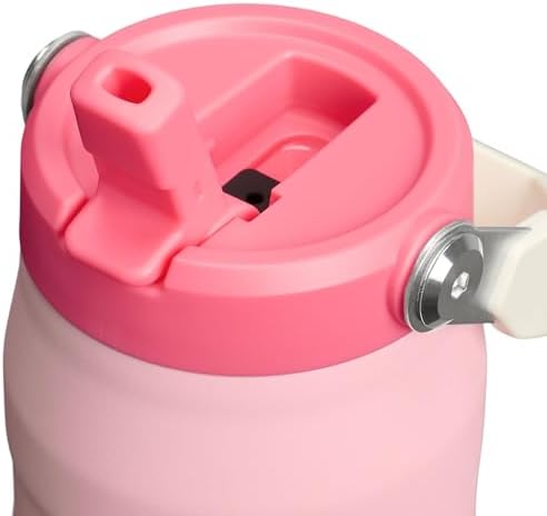 Stanley IceFlow Flip Straw 2.0 Water Bottle 24 oz | Built-In Straw for Travel and Sports | Lightweight and Leak Resistant | Insulated Stainless Steel | BPA-Free | Strawberry Cream