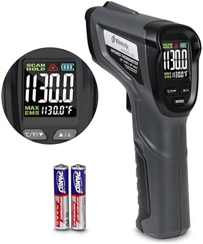 Etekcity Temperature Gun Infrared Thermometer -58ยฐF 1130ยฐF, Digital Laser Heat Gun for Pizza Ovens, Griddles, Meat, Refrigerators, Engines, HVAC, Kitchen & Pool Accessories