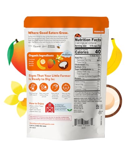 Once Upon A Farm Mango Ba-nilla Coconut Melts with Probiotics, Organic, Dairy Free, 1 Ounces (Pack Of 8)