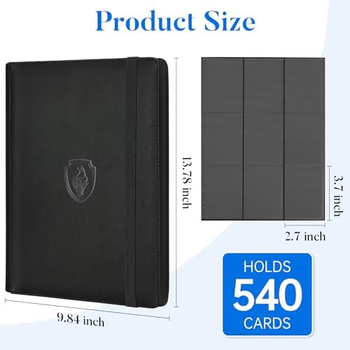 Premium 9 Pocket Card Binder for 540 Cards, Fabmaker PU Cover Trading Card Binder, Sturdy Card Collection Album, Sleek Card Holder Folders for YuGiOh, MTG, TCG, Game Cards & Sports Cards, Turquoise