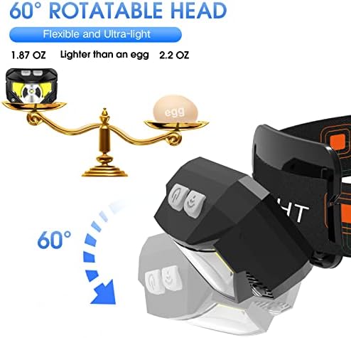 LHKNL Headlamp Flashlight, Lumen Ultra-Light Bright LED Rechargeable Headlight with White Red Light, 2-Pack Waterproof Motion Sensor Head Lamp,8 Modes for Outdoor Camping Running Hiking Fishing