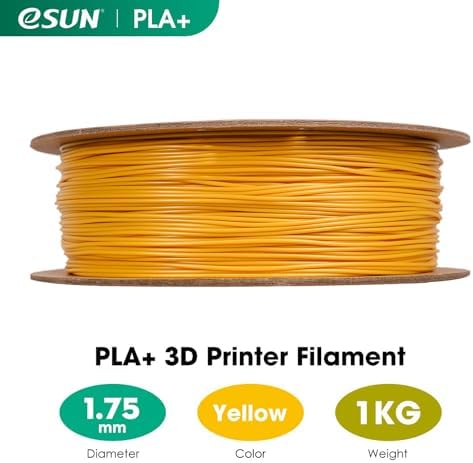 eSUN PLA+ Filament 1.75mm, 3D Printer Filament PLA Plus, Dimensional Accuracy +/- 0.03mm, 1KG Spool (2.2 LBS) 3D Printing Filament for 3D Printers, Yellow