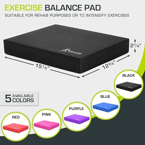 ProsourceFit Exercise Balance Pad – Non-Slip Cushioned Foam Mat & Knee Pad for Fitness and Stability Training, Yoga, Physical Therapy
