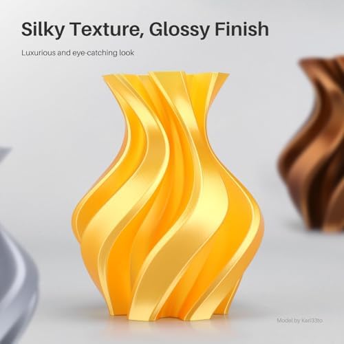 ELEGOO Silk PLA Filament 1.75mm Shiny Gold 1KG, 3D Printer Filament Dimensional Accuracy +/- 0.02mm, 1kg Plastic Spool(2.2lbs) 3D Printing Filament Fits for Most FDM 3D Printers