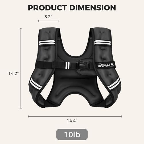 BAGAIL Weighted Vest, 5lbs/8lbs/10lbs/12lbs/15lbs/20lbs/25lbs/30lbs Weight Vest with Detachable Phone Pouch, Rucking Vest for Women, Men, Walking, Weight Loss, Training, Running