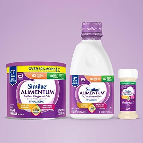 Similac Alimentum With 2'-FL HMO Hypoallergenic Infant Formula, for Food Allergies and Colic Due to Protein Sensitivity, Ready-to-Feed Baby Formula, 32-fl-oz Bottle, Pack of 6