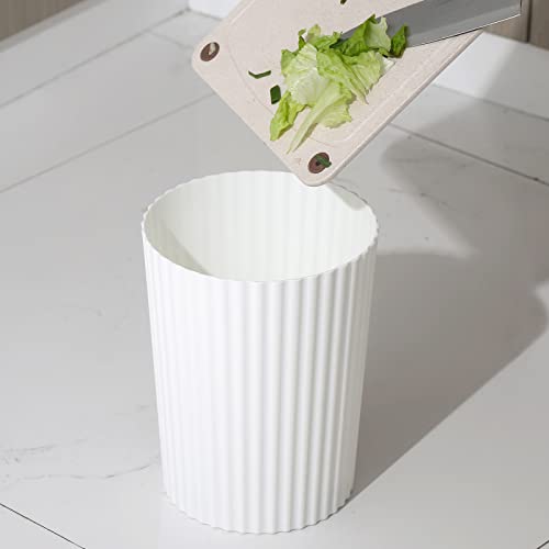 JiatuA Small Trash Can Plastic Wastebasket Round Garbage Container Bin for Bathroom, Kitchen, Bedroom, Home Office, College Dorm, White