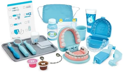 Melissa & Doug Super Smile Dentist Kit with Pretend Play Set of Teeth and Dental Accessories (25 Toy Pieces) Pretend Dentist Play Set, for Kids Ages 3+