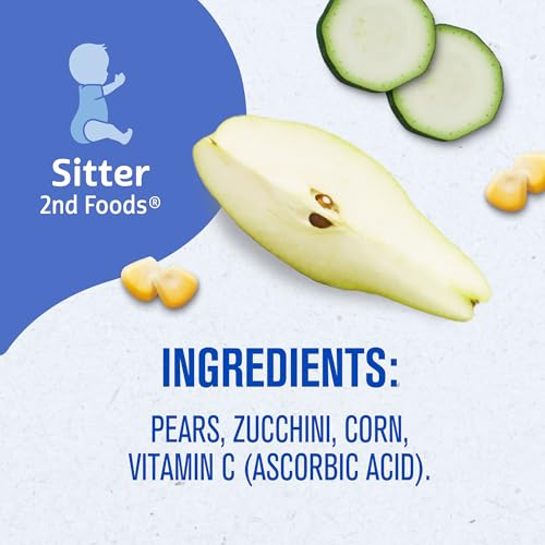 Gerber 2nd Foods, Pear, Zucchini & Corn Pureed Baby Food, 4 Ounce (Pack of 16)