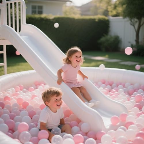 GOGOSO Ball Pit Balls for Toddler, Baby Plastic Playballs Kids Soft Pastel Pelotas Non-Toxic BPA-Free 2pink+White+Clear 100 Balls