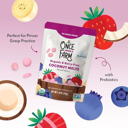Once Upon A Farm Mixed Berry Coconut Melts with Probiotics, Organic, Dairy Free, 1 Ounces (Pack Of 8)