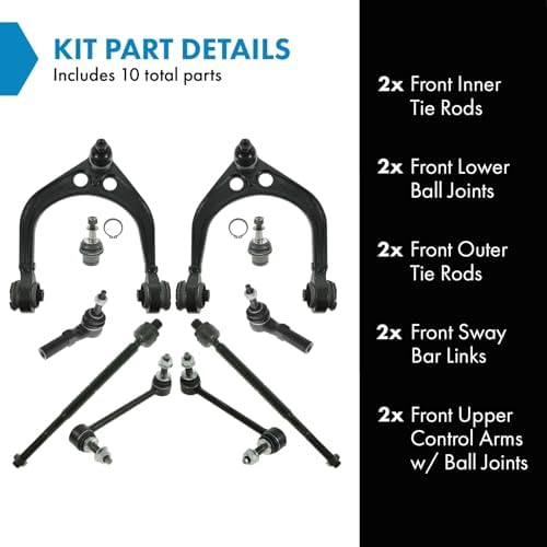 TRQ Front Steering & Suspension Kit Ball Joint Control Arm with Ball Joint Sway Bar Stabilizer Link Tie Rod Compatible with Chrysler Dodge