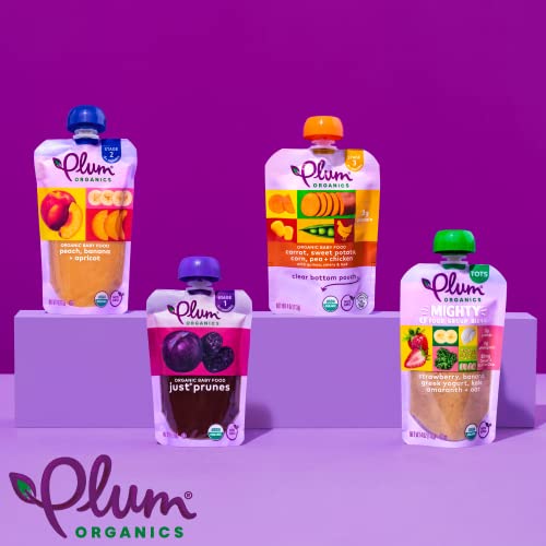 Plum Organics Mighty 4 Organic Toddler Food - Banana, Peach, Pumpkin, Carrot, Greek Yogurt, and Oat - 4 oz Pouch (Pack of 12) - Organic Fruit and Vegetable Toddler Food Pouch