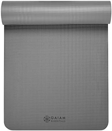 Gaiam Essentials Thick Yoga Mat Fitness & Exercise Mat with Easy-Cinch Carrier Strap,72"L X 24"W X 2/5 Thick, 10mm