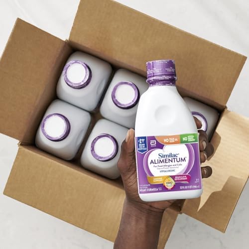 Similac Alimentum With 2'-FL HMO Hypoallergenic Infant Formula, for Food Allergies and Colic Due to Protein Sensitivity, Ready-to-Feed Baby Formula, 32-fl-oz Bottle, Pack of 6