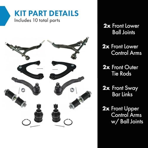 TRQ Front Steering & Suspension Kit Ball Joint Control Arm Control Arm with Ball Joint Sway Bar Stabilizer Link Tie Rod Compatible with 1996-2000 Honda Civic