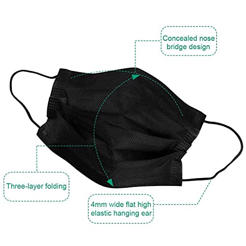 NNPCBT 500PCS 3 ply black disposable masks filter mask
