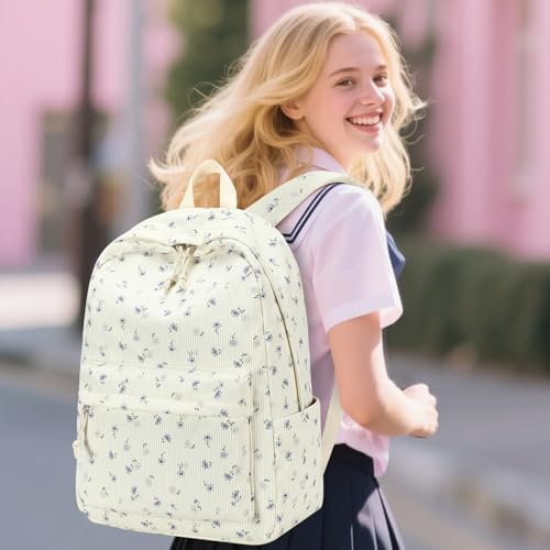 School Backpack for Teen Girls Bookbags Elementary High School Corduroy Laptop Bags Women Travel Daypacks