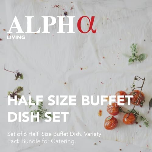 6 Pack - Disposable Chafing Dish Buffet Set, Welded Body Food Warmers for Parties, Fuel Cans Complete Set, Half Size Pans, Warming Trays
